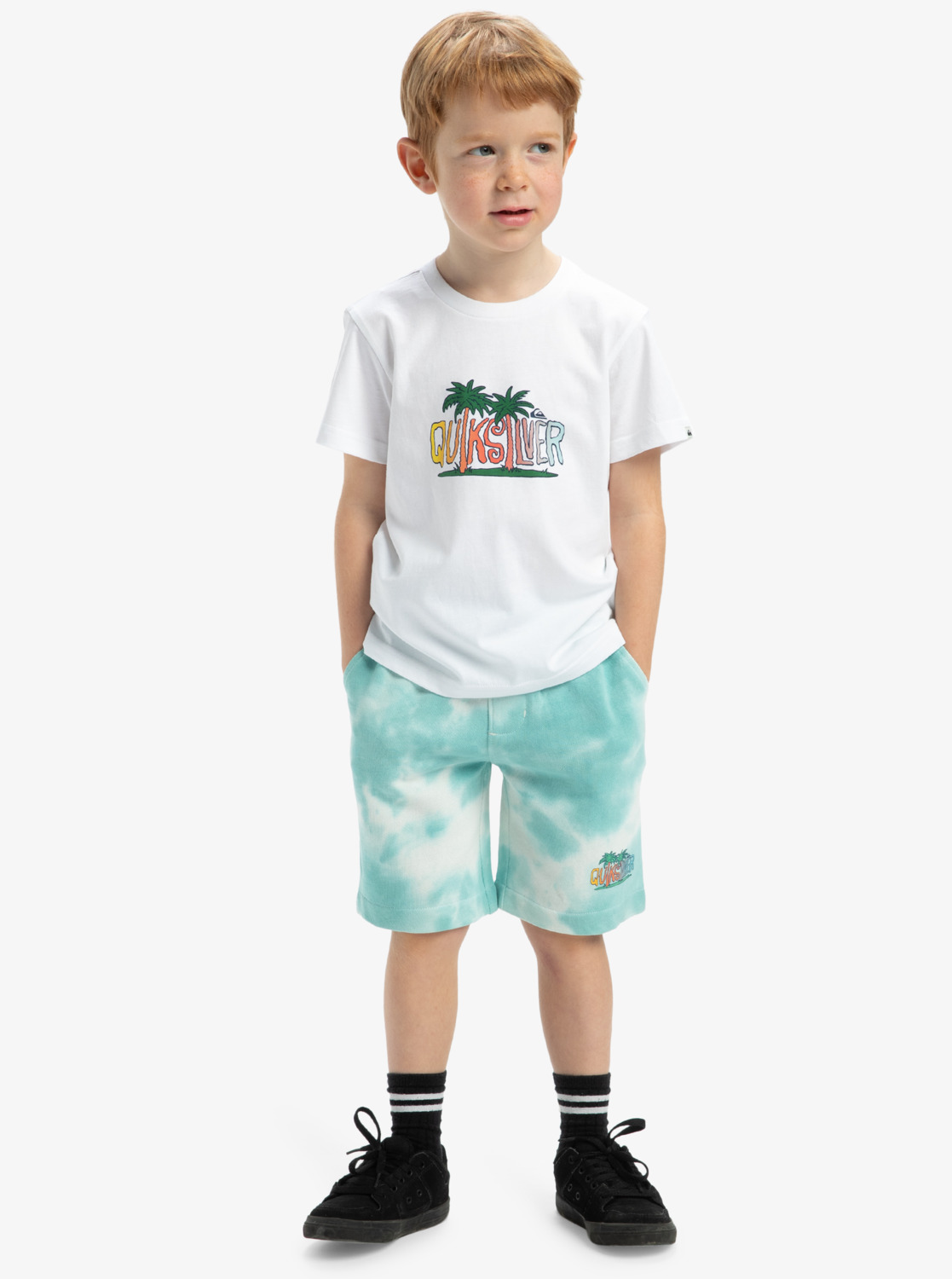 Quiksilver Boys Tie Dye Sweat Shorts mit elastischem Bund in Grün - SALE