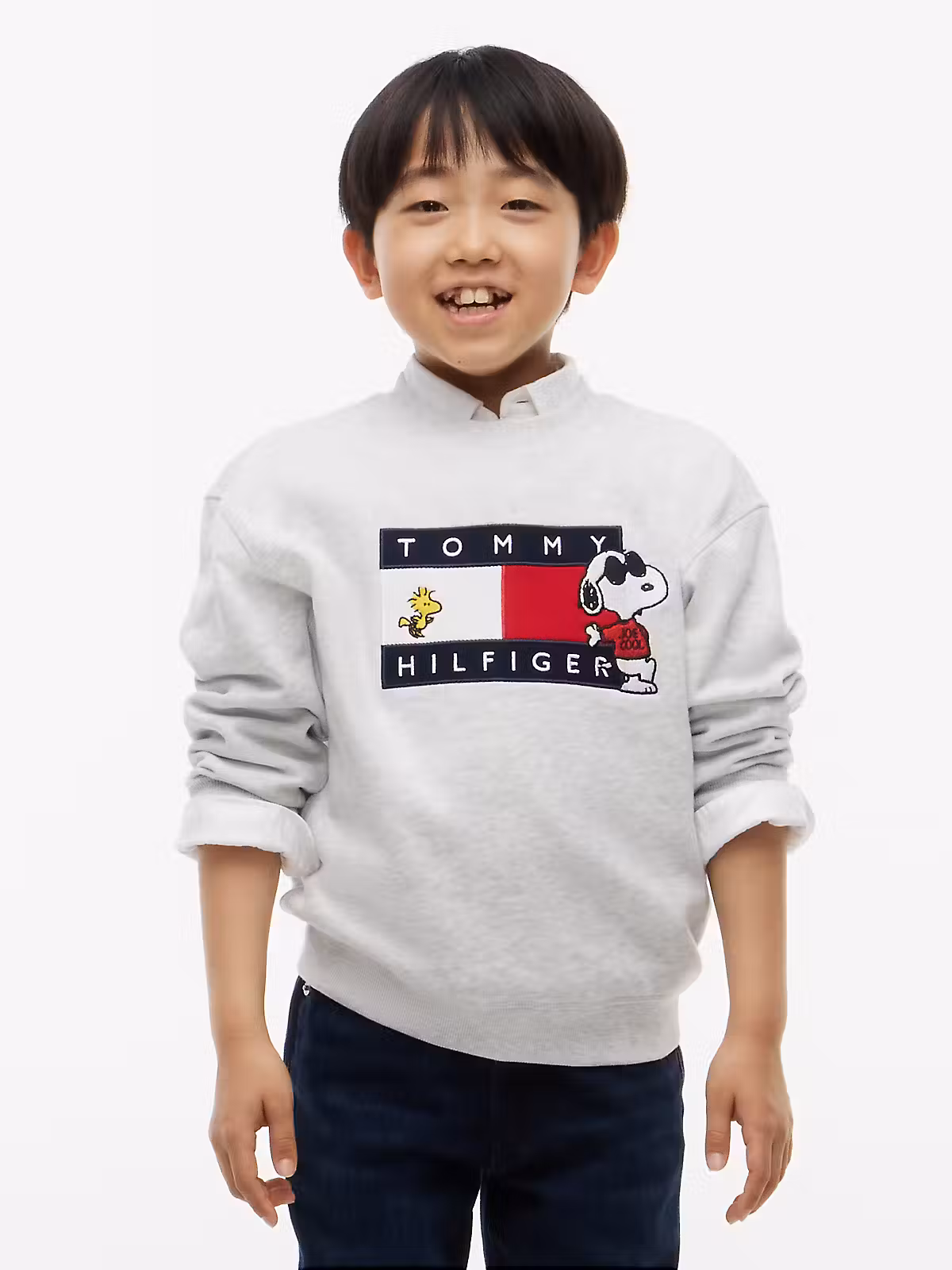 Tommy Hilfiger Peanuts Unisex Sweatshirt Crewneck in Grau -Snoopy Joe Cool & Woodstock Tommy Hilfiger Peanuts Unisex Sweatshirt Crewneck in Grau -Snoopy Joe Cool & Woodstock