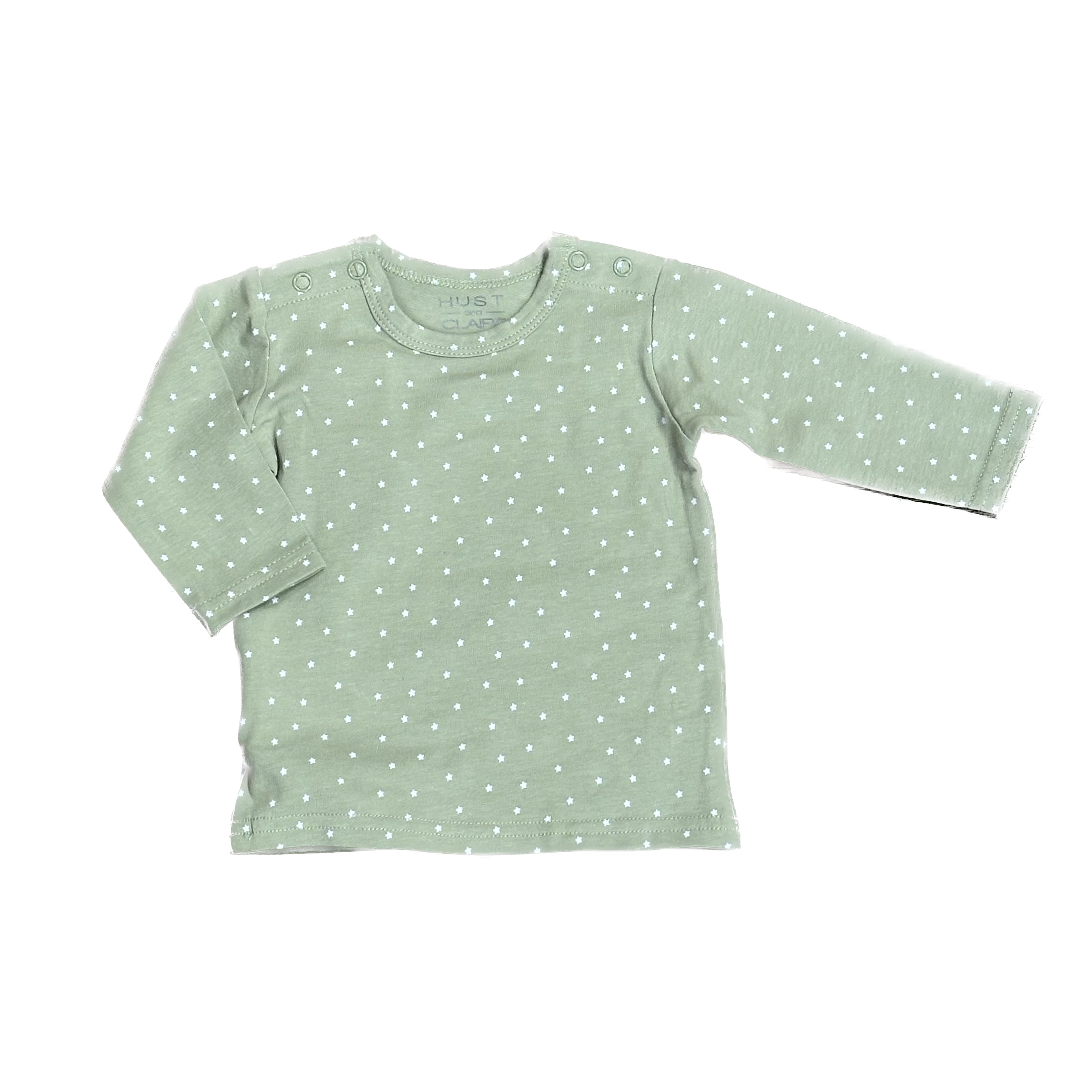 Hust & Claire Amar Langarm T-Shirt in Grün Sterne Allover - SALE