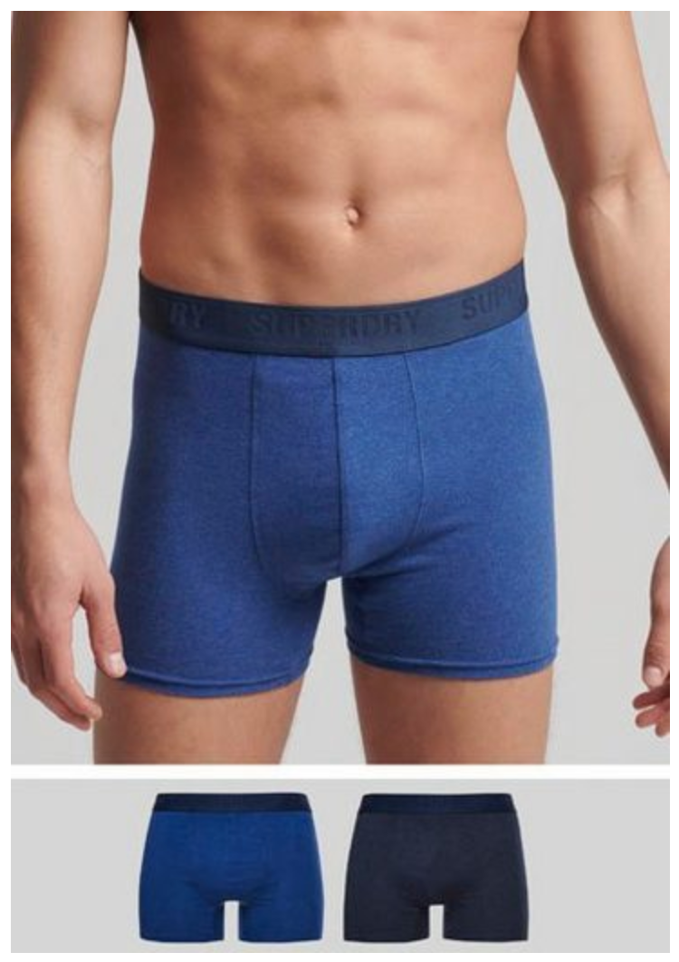 Superdry Boxer Unterhosen 2er Pack - Bright Blue/Navy Marl
