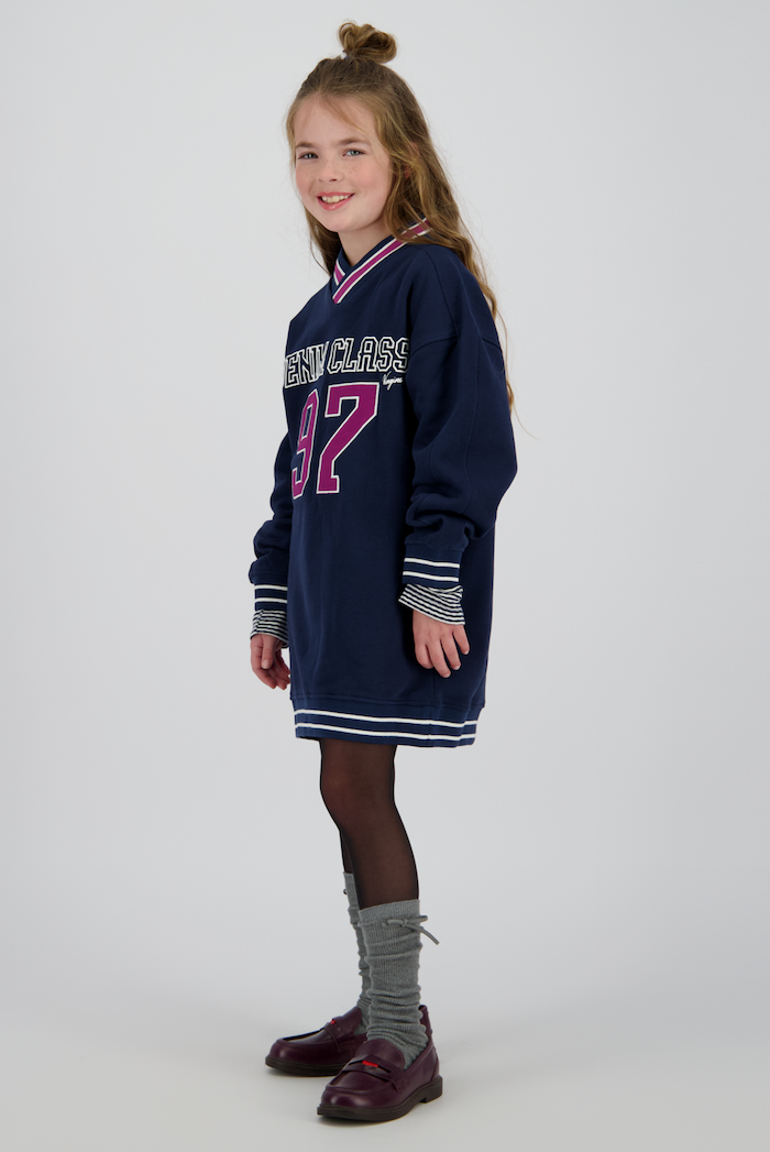 Vingino Pradine College Sweatkleid in Navy Blau & Maroon Rot