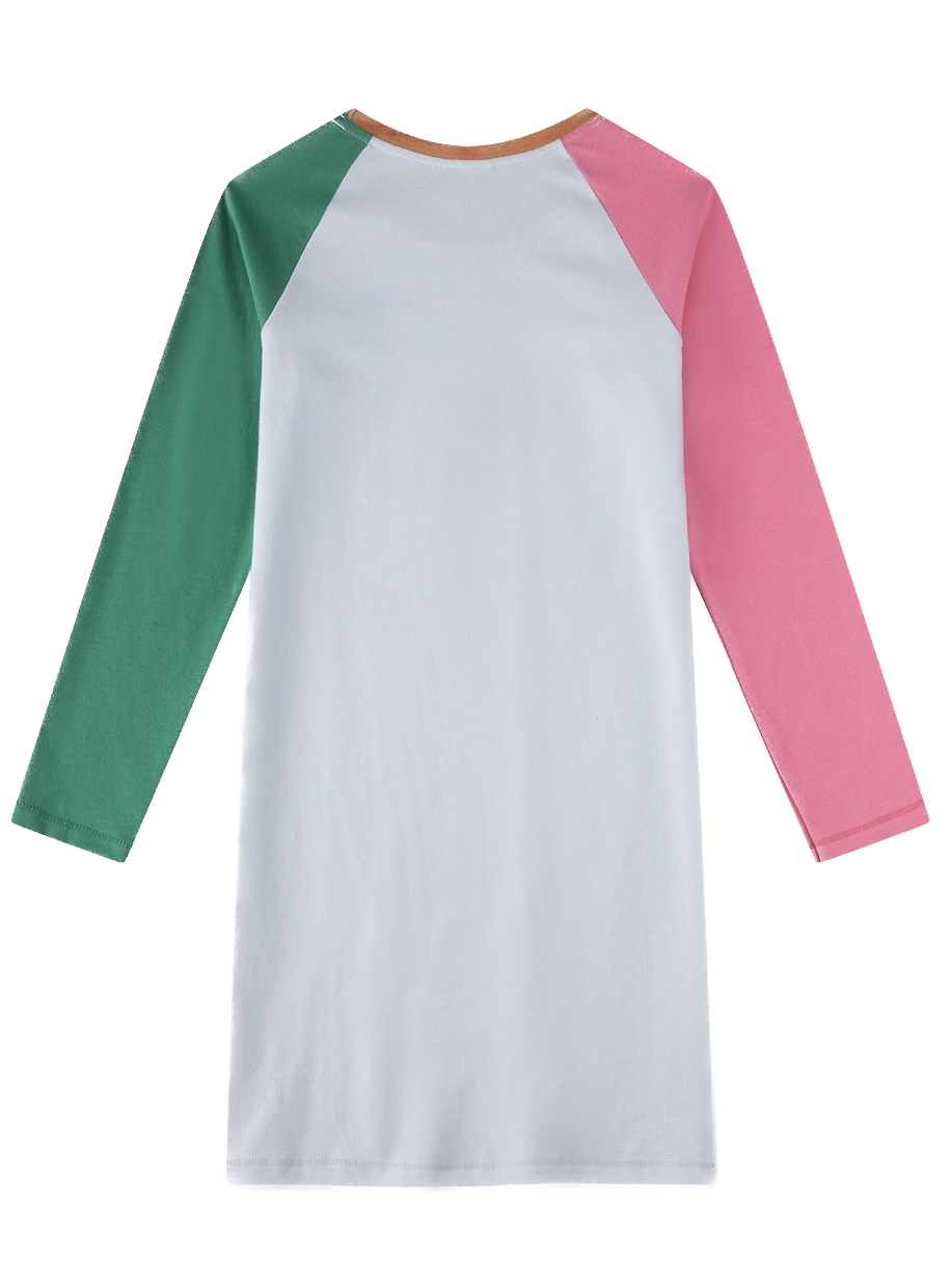 Sanetta Nachthemd/Sleepshirt - Hellblau mit Raglan Arm in Grün & Pink - SALE Sanetta Nachthemd/Sleepshirt - Hellblau mit Raglan Arm in Grün & Pink - SALE