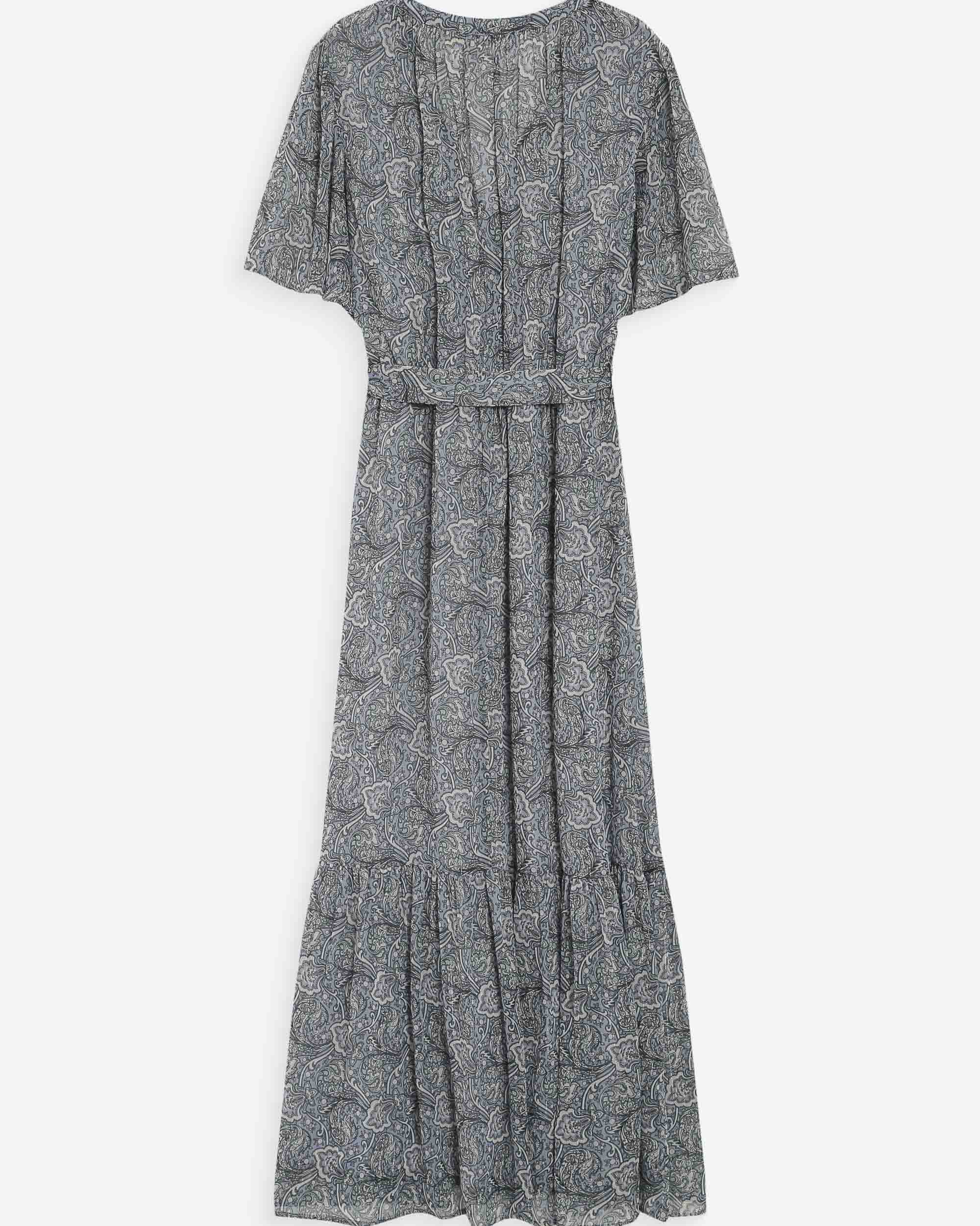 Grace & Mila VENELLE Langes Paisley Print Kleid in Blau Ciel Venelle