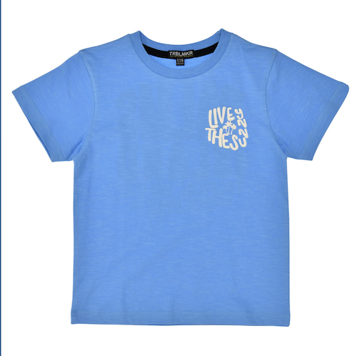 Bondi Kurzarm T-Shirt in Tropical Blau - Palms Beach