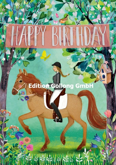 1-6800 Edition Gollong Geburtstagskarte - Happy Birthday - Reiterin