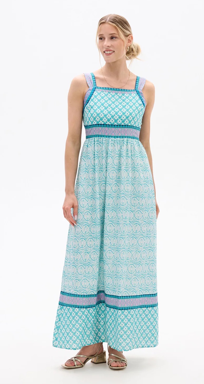 Hatley Olivia Sundress Lattice Flower Kleid in Mint & Blau Hatley Olivia Sundress Lattice Flower Kleid in Mint & Blau