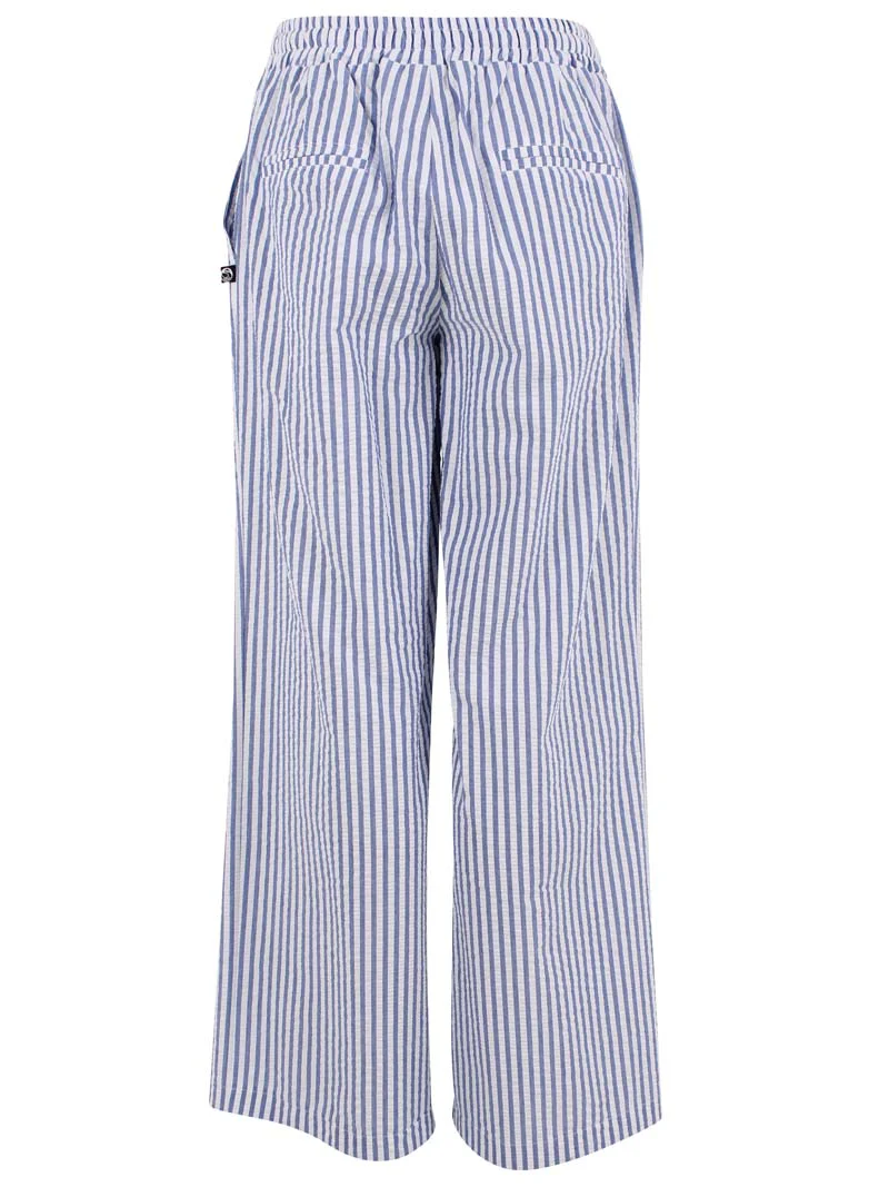 Danefae Danenynne Seersucker Hose - Weiß/Jeansblau gestreift