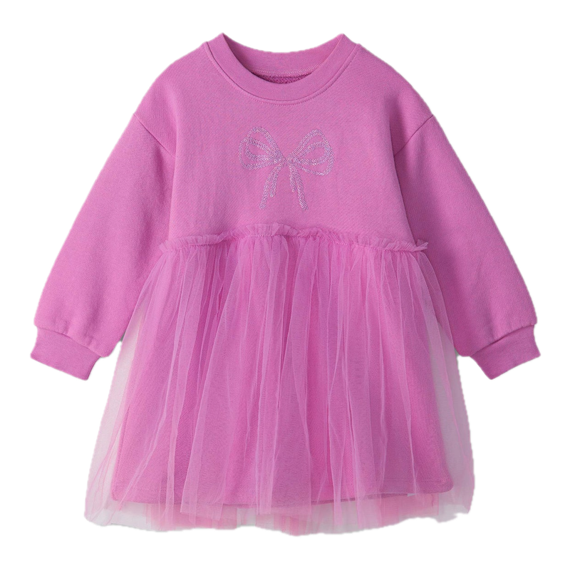 Hatley Kids Fairy Princess Kleid in Violet Materialmix Sweat mit Tüllrock