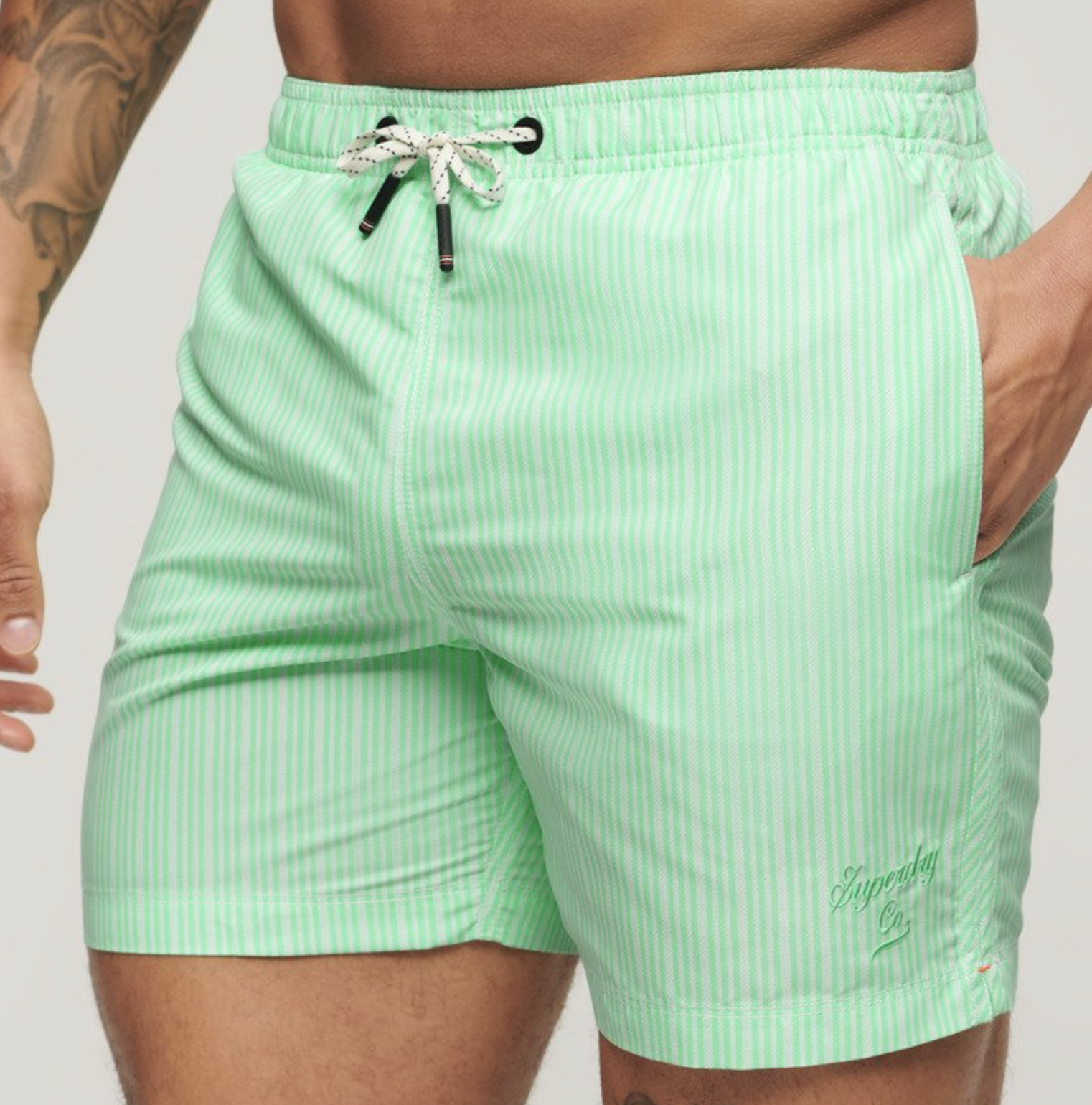 Superdry Badehose gestreift Mint/Weiß Superdry Badehose gestreift Mint/Weiß