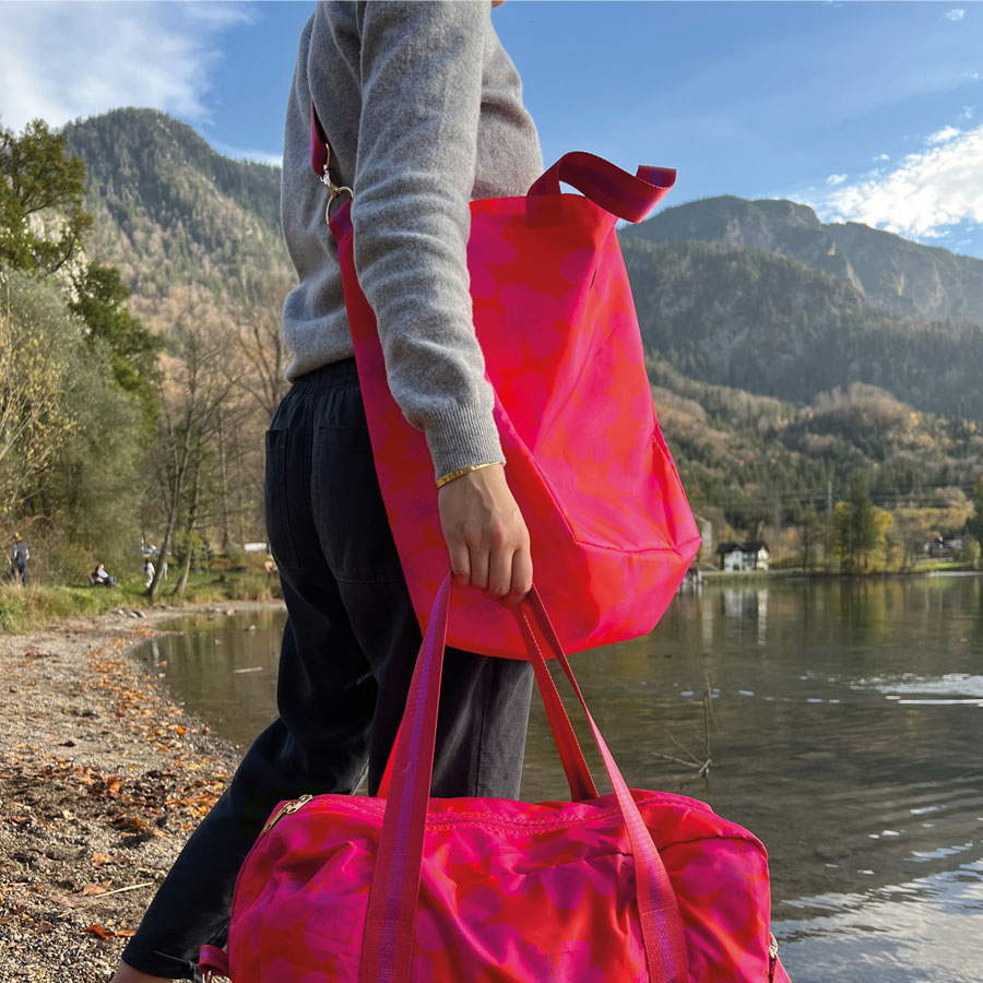 CEDON Easy Travel Bag - Faltbare XL Shopper - Primel in Pink/Rot