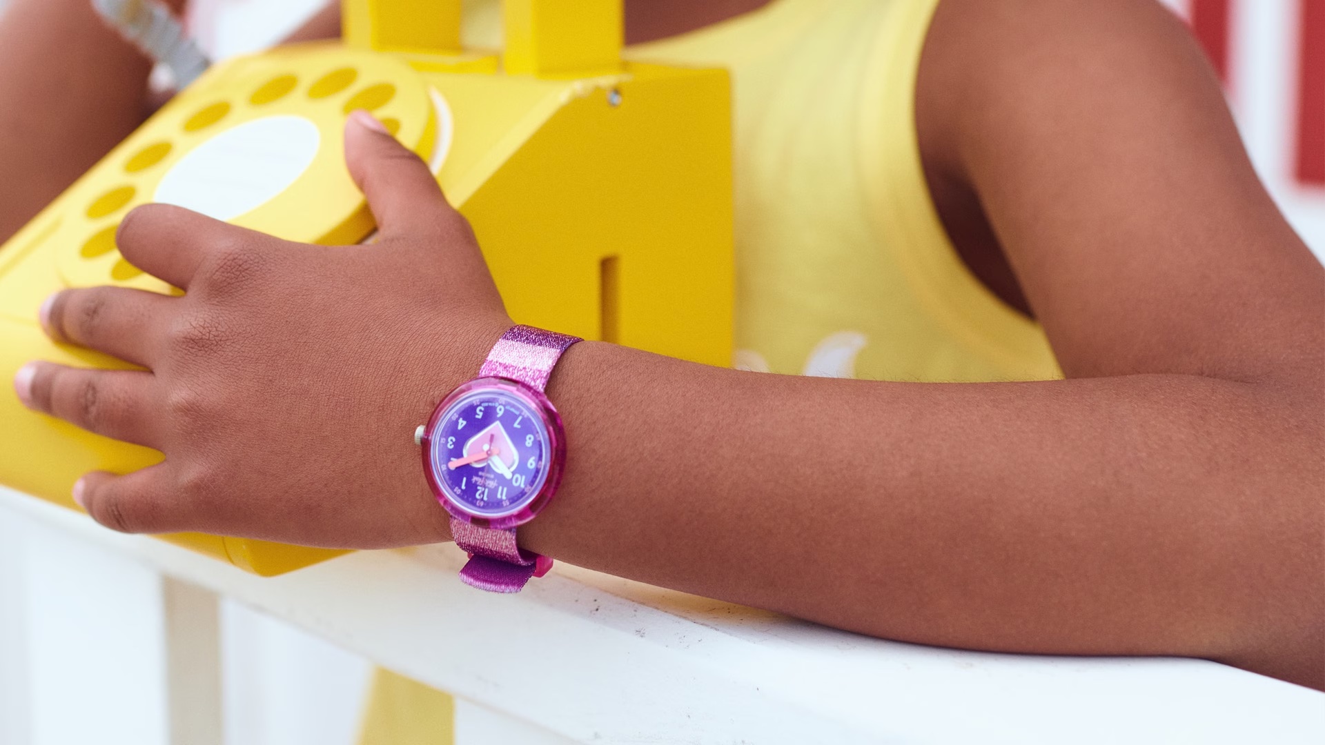 Flik Flak Uhr Kinderuhr - Stripy Glitter - Glitzer Streifen Lila