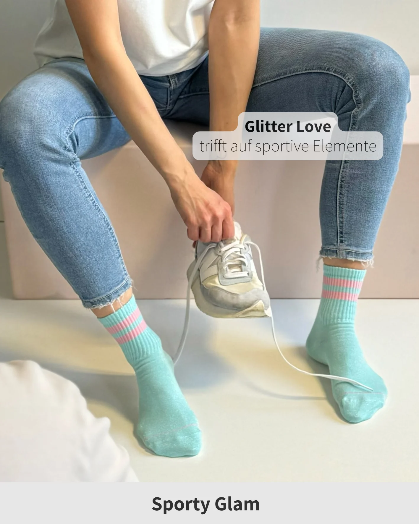 le ooley Socken Starlight - Glitter Caribbean Blau le ooley Socken Starlight - Glitter Caribbean Blau