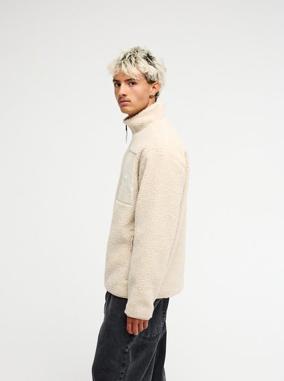 Quiksiilver Urban Storm Reversible Sherpa Teddy Fleecejacke & Windbreaker zum Wenden in Creme 