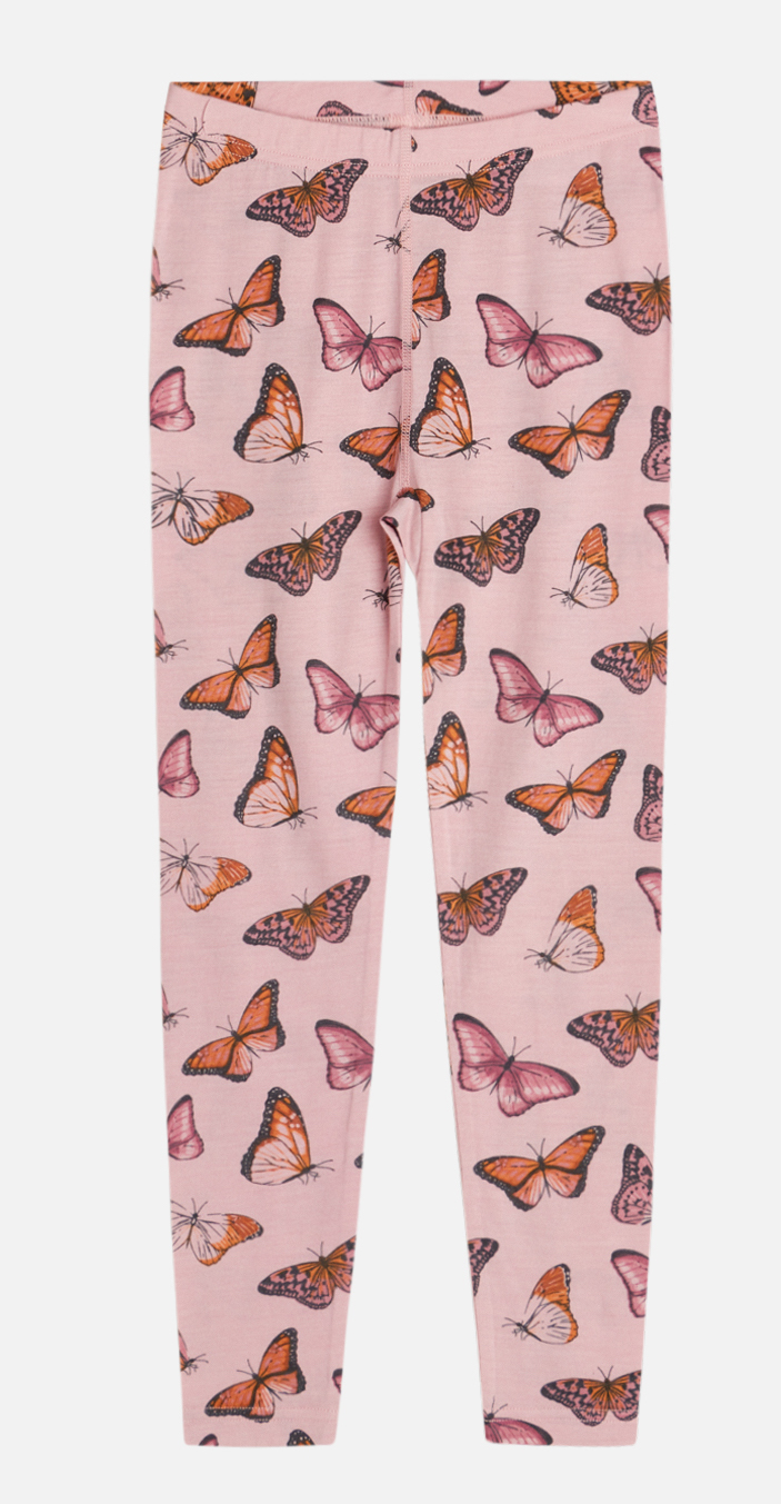 Hust & Claire Lin - Wolle Seide Leggings in Rosa - Schmetterlinge