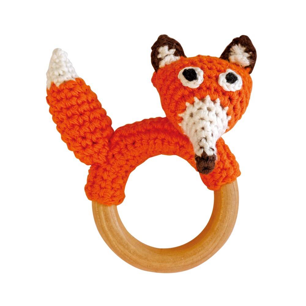 Sindibaba Bambus Häkel-Rasselring Fuchs in Orange
