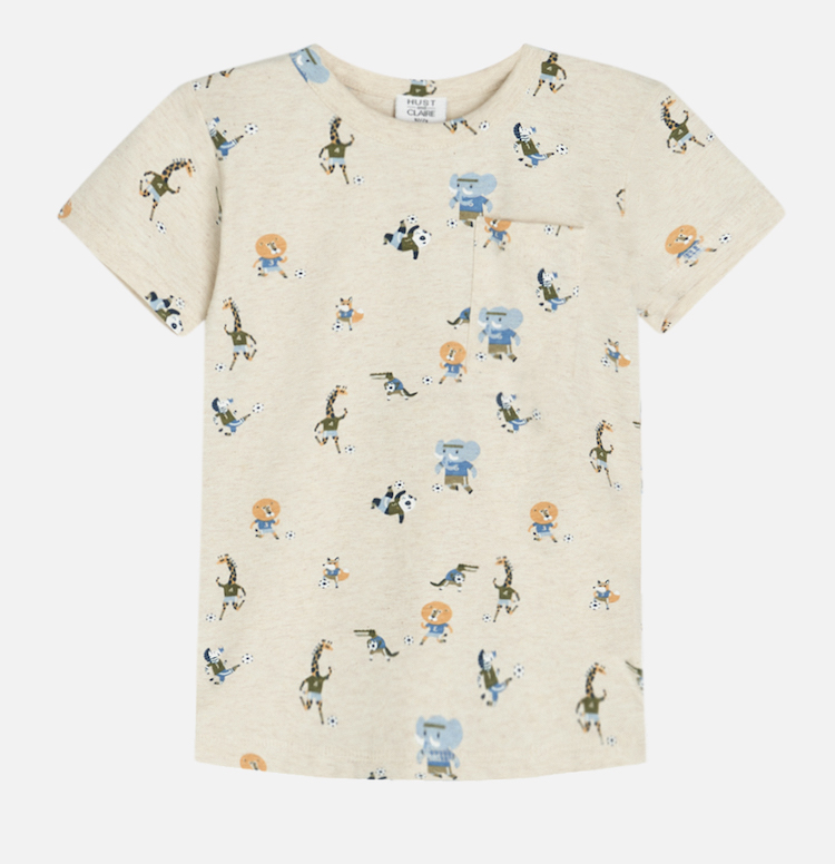 53124-baby-mini-boy-anker-hc-t-shirt Hust & Claire Anker Kurzarm Beige Meliert - Fußball Tiere