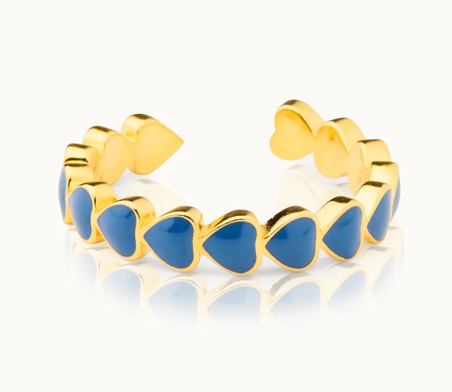 By Vivi Ring 18 Karat vergoldet - Herzen Ring Blau By Vivi Ring 18 Karat vergoldet - Herzen Ring Blau