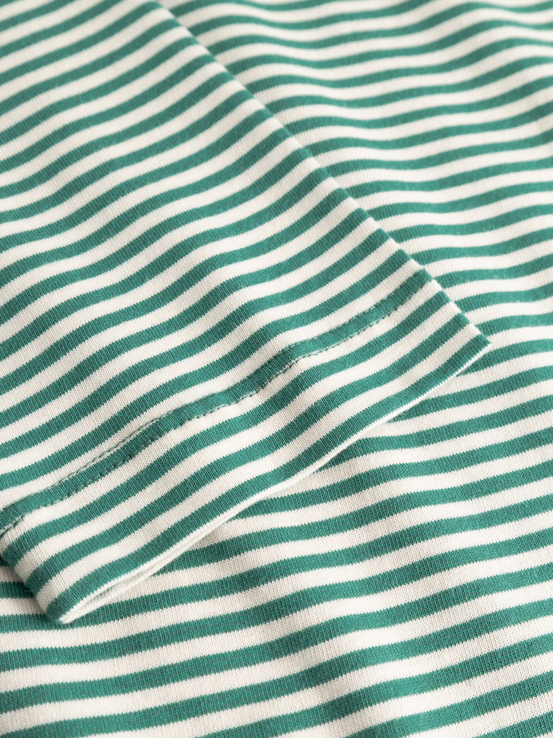 Mademoiselle YeYe Iconique Langarm Top mit Herz Grün Gestreift