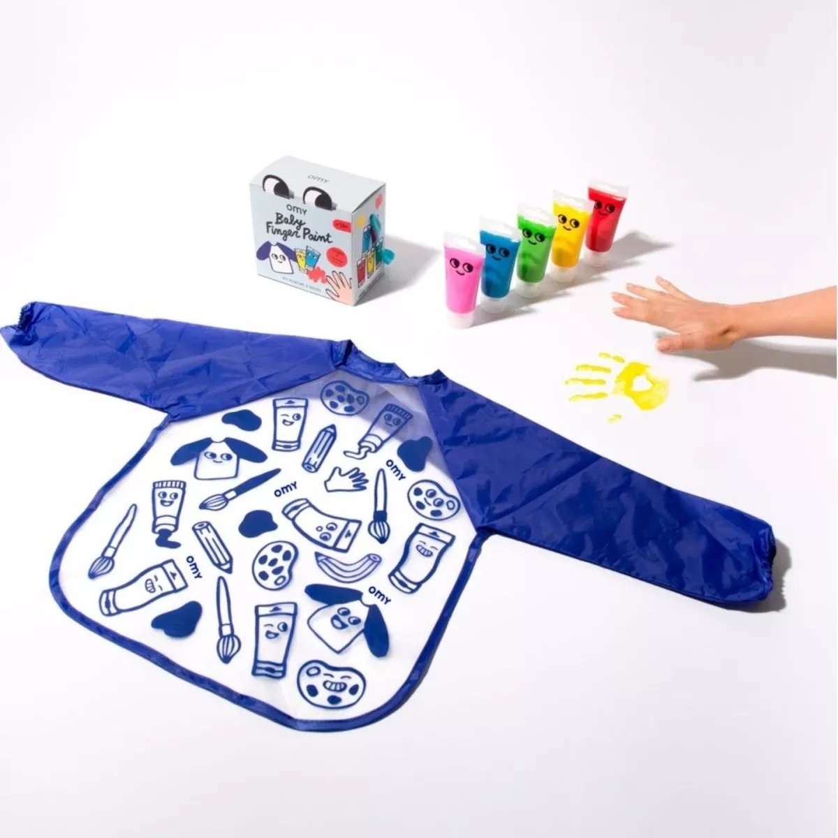 OMY Fingermalerei Set mit Schürze - Bunte Finger Paints