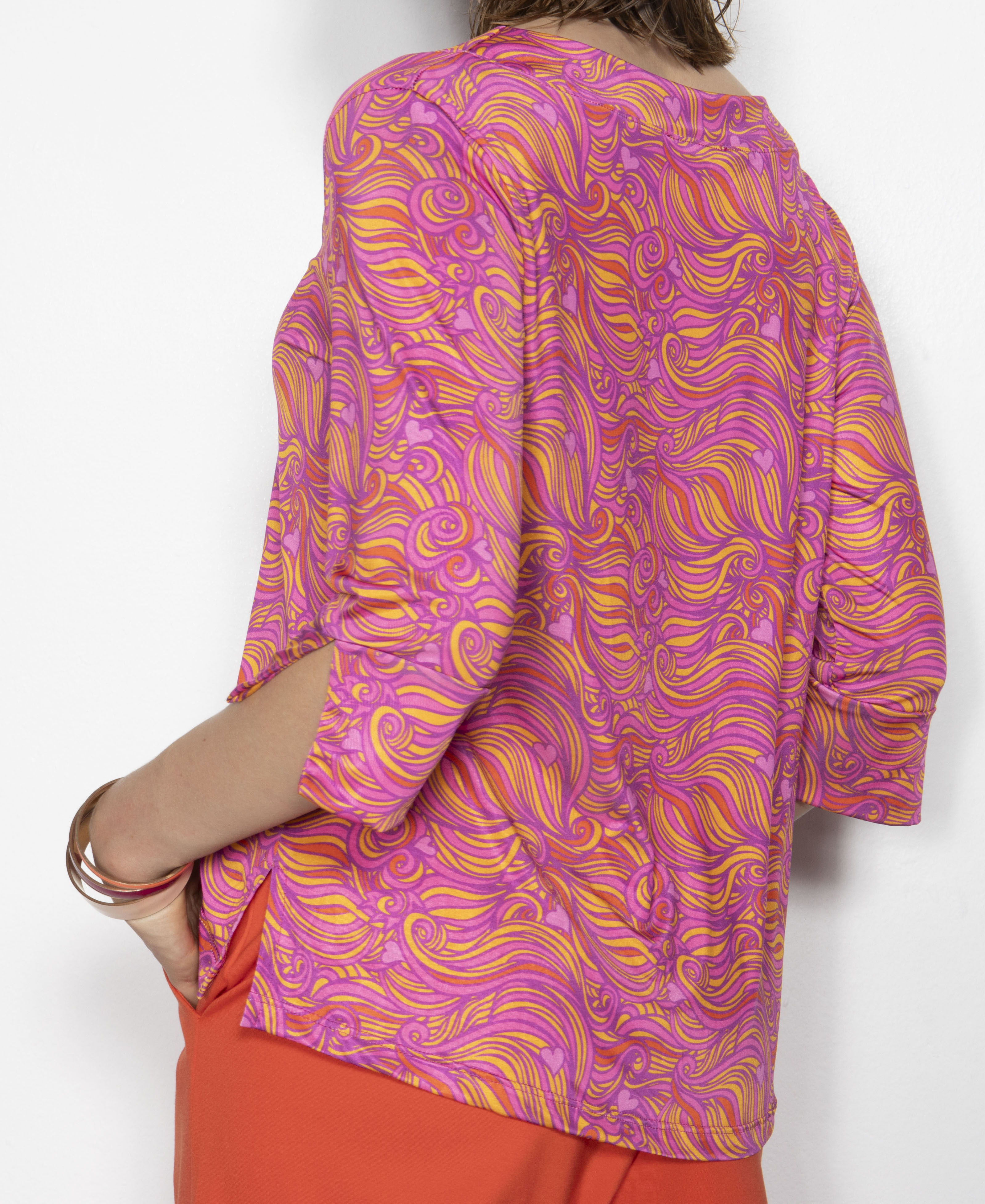 Marivie Honey! Top in Orangen/Pink - Wellen