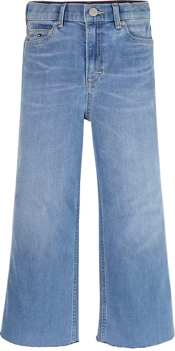 Tommy Hilfiger knöchellange Jeans mit weitem Bein für Mädchen Light Used Denim Blau