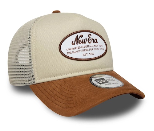 New Era Hellbeige New Era Oval Patch Wildleder 9FORTY E-Frame Trucker Cap