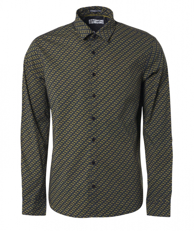 NO EXCESS Hemd Stretch - Allover Print in Olive