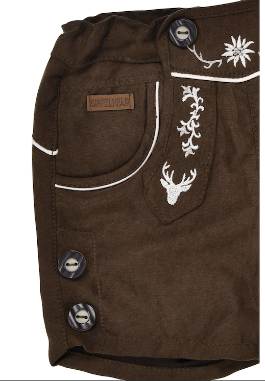 Bondi Trachtenshort Braun - Short in Lederhosen Look - Gipfelkraxler