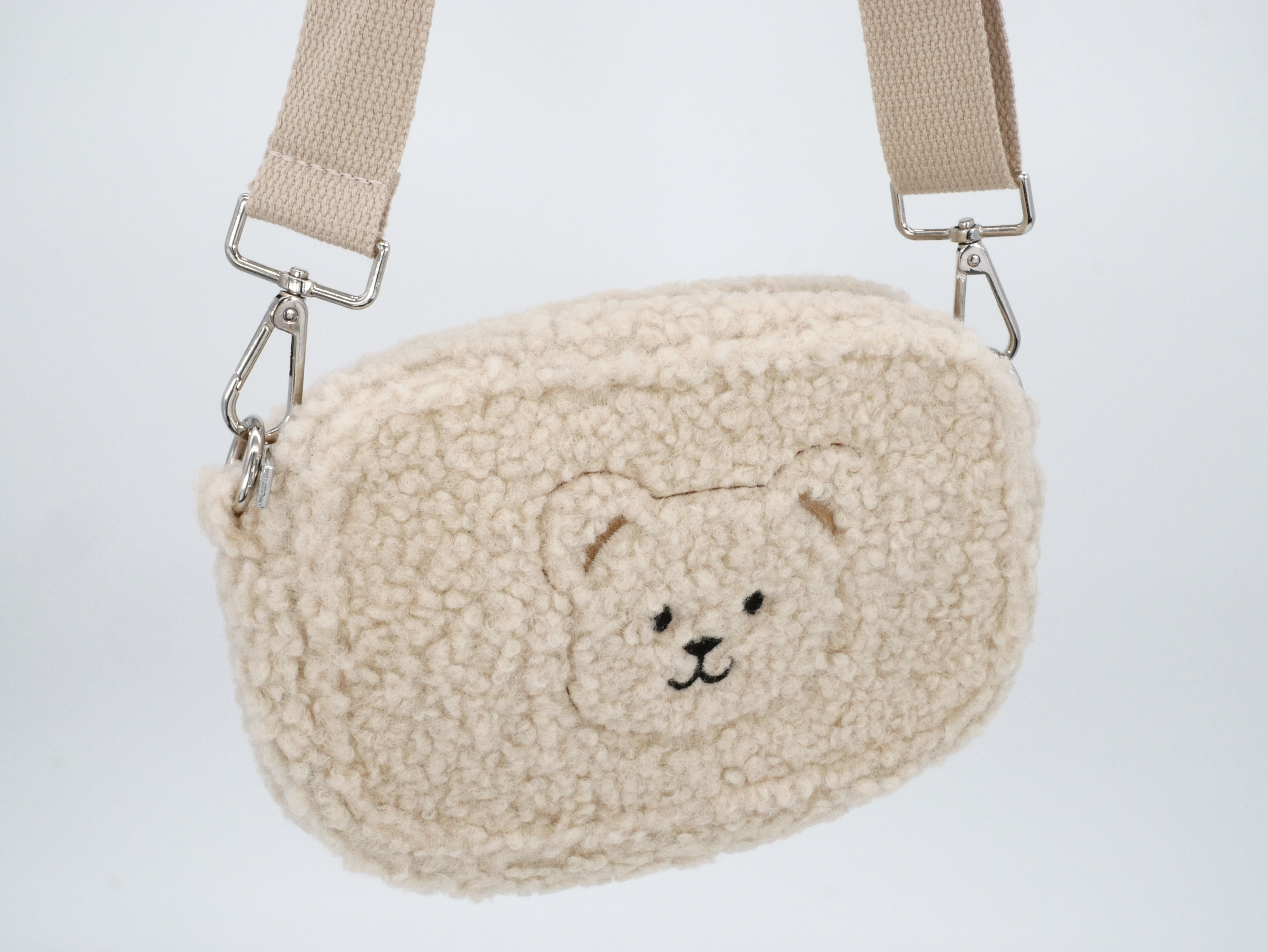KisMe Kindertasche Baguette Plüsch Bär Creme Beige