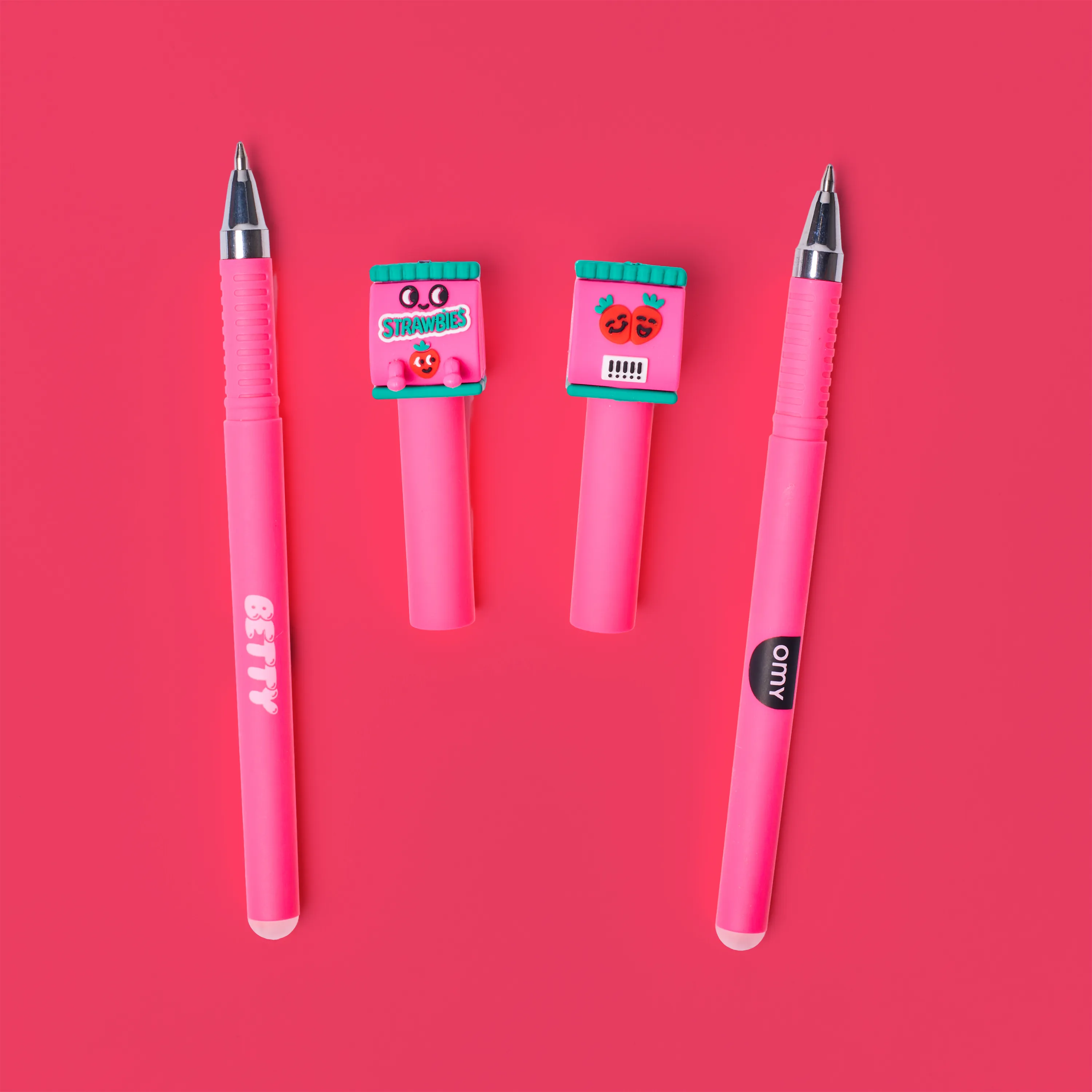 OMY Pen Buddies Shaky & Betty – Radierbare Gelstifte im Milkshake- und Erdbeer-Design