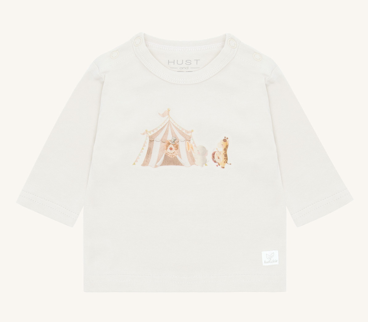 Hust & Claire Alex Langarm T-Shirt in Snow White Creme - Zirkuszelt mit Tiere Hust & Claire Alex Langarm T-Shirt in Snow White Creme - Zirkuszelt mit Tiere