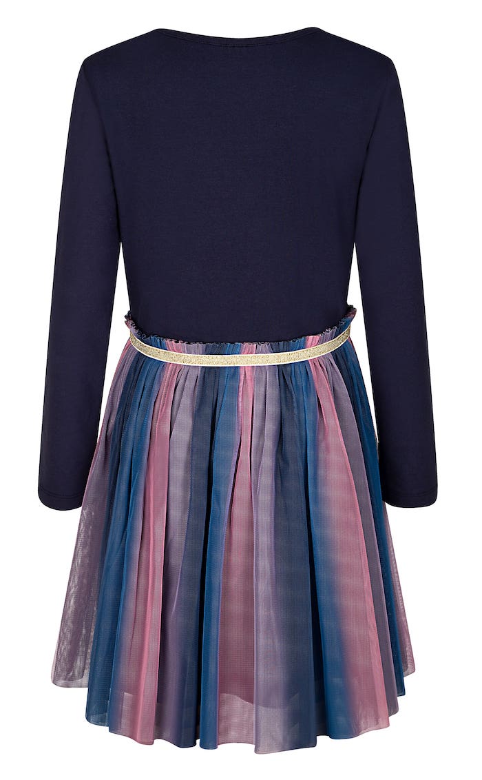 Happy Girls Kleid in Marineblau mit bunten Tüllrock - Prinzessin im Mond Happy Girls Kleid in Marineblau mit bunten Tüllrock - Prinzessin im Mond