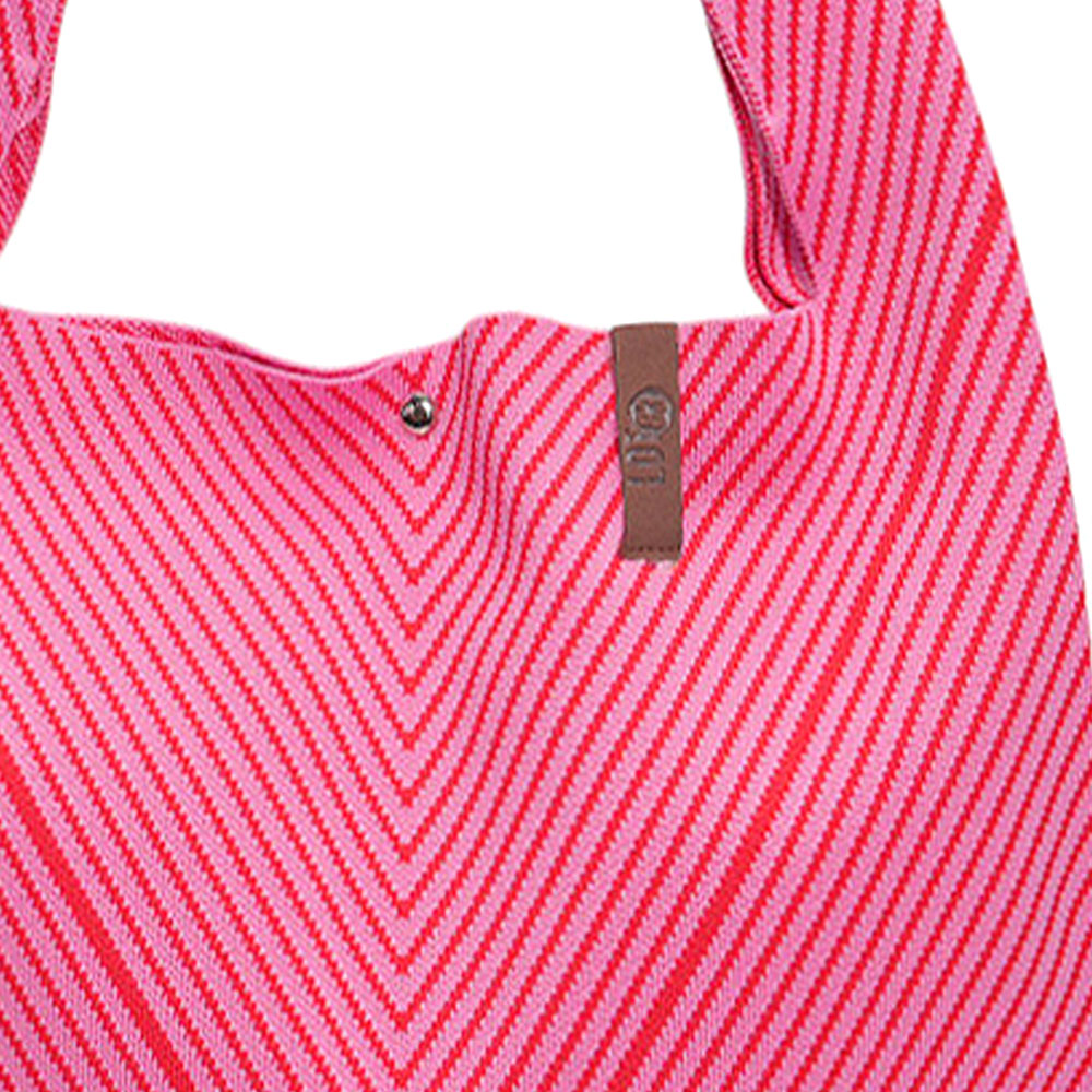 LOT83 LOIS Gestrickte Shopper Tasche Rosa & Rot Zick Zack LOT83 LOIS Gestrickte Shopper Tasche Rosa & Rot Zick Zack