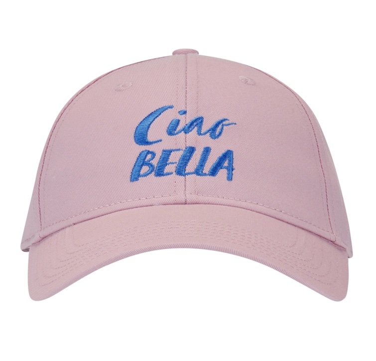 Codello Damen Baumwolle Cap in Rosa mit Stickerei - Ciao Bella