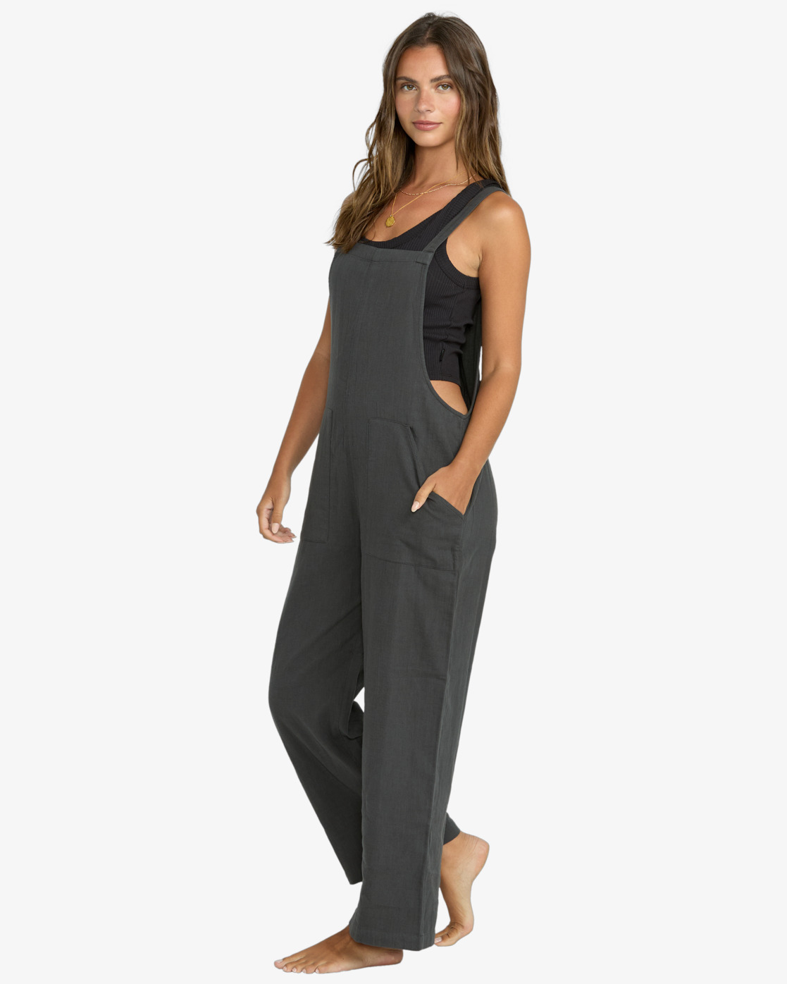 Billabong Pacific Time - Träger-Jumpsuit für Frauen in Black Sands/Grau-Schwarz Billabong Pacific Time - Träger-Jumpsuit für Frauen in Black Sands/Grau-Schwarz