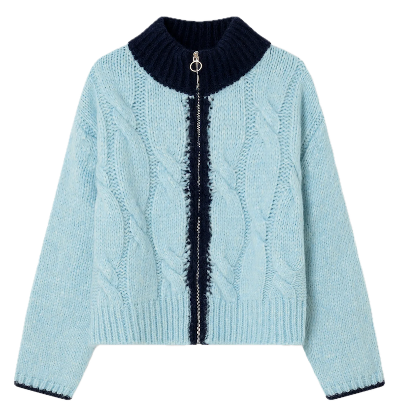 Dr Bloom Cardigan Jammy Strickjacke mit Reißverschluss in Himmelblau Dr Bloom Cardigan Jammy Strickjacke mit Reißverschluss in Himmelblau