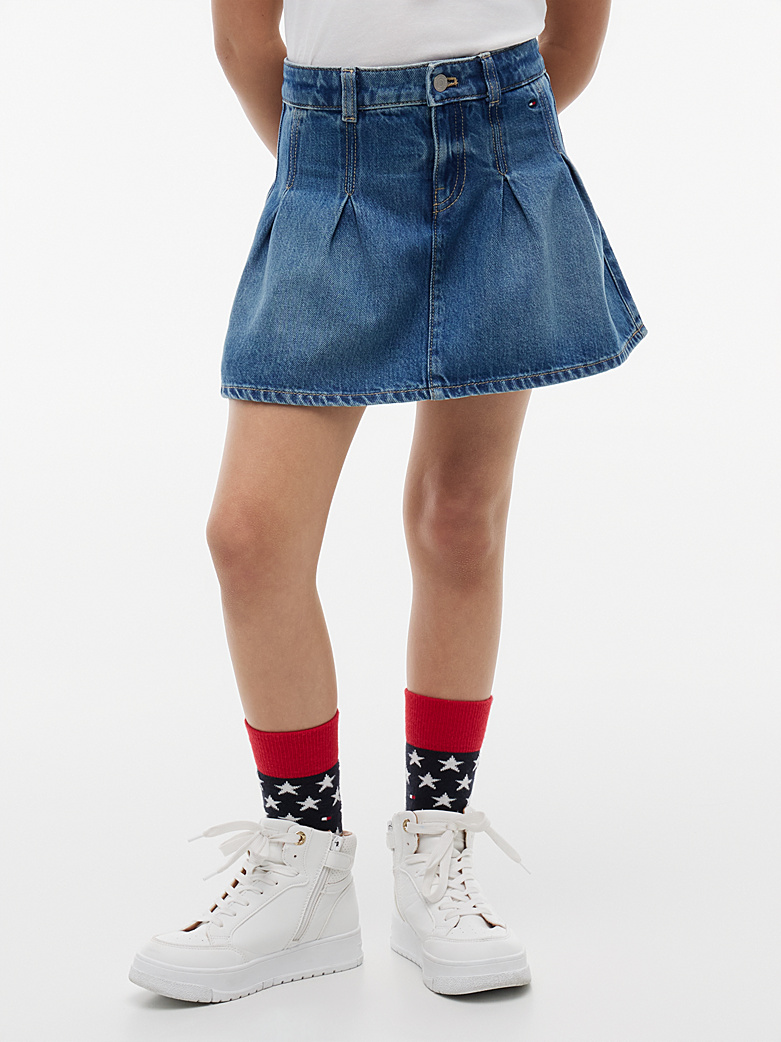 Tommy Hilfiger Jeansrock mit Plissee Denim Blau