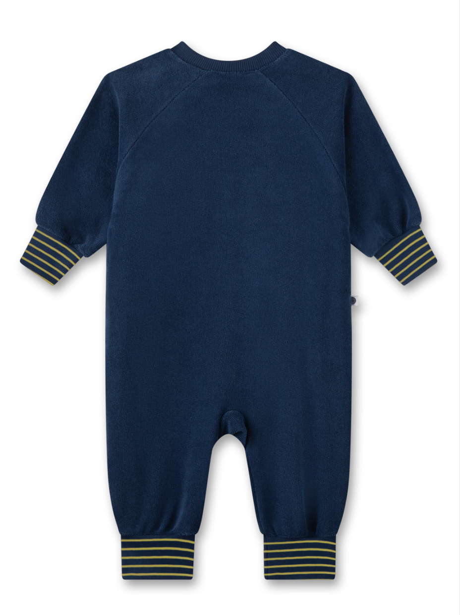 Sanetta Frottee Strampler in Blau - Bieberstickerei - SALE Sanetta Frottee Strampler in Blau - Bieberstickerei - SALE