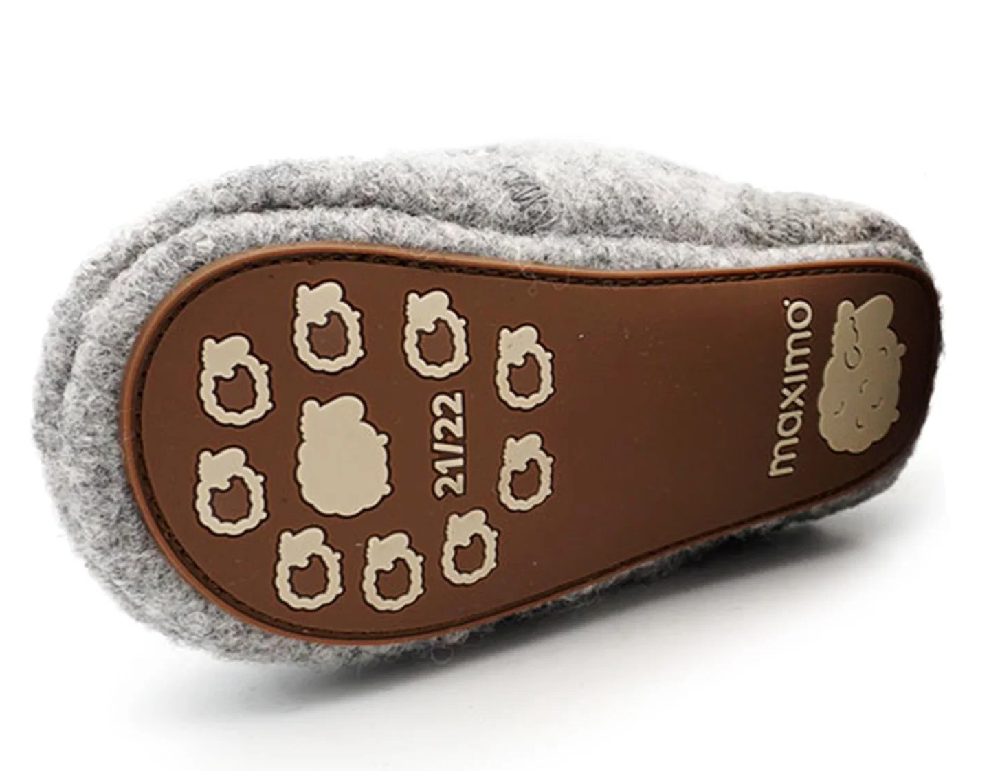 maximo Baby Hüttenschuhe aus 100 % Wolle in Grau meliert mit Schaf-Motiv und Anti-Rutsch-Sohle maximo Baby Hüttenschuhe aus 100 % Wolle in Grau meliert mit Schaf-Motiv und Anti-Rutsch-Sohle
