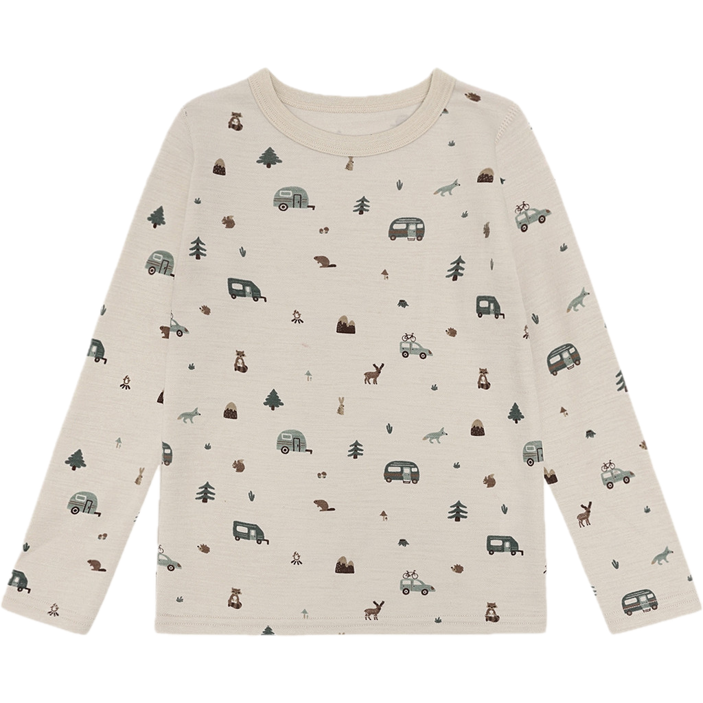 Hust & Claire Awo - Wolle Langarm Unterhemd bzw. Pyjama Oberteil in French Oak Beige - Camping