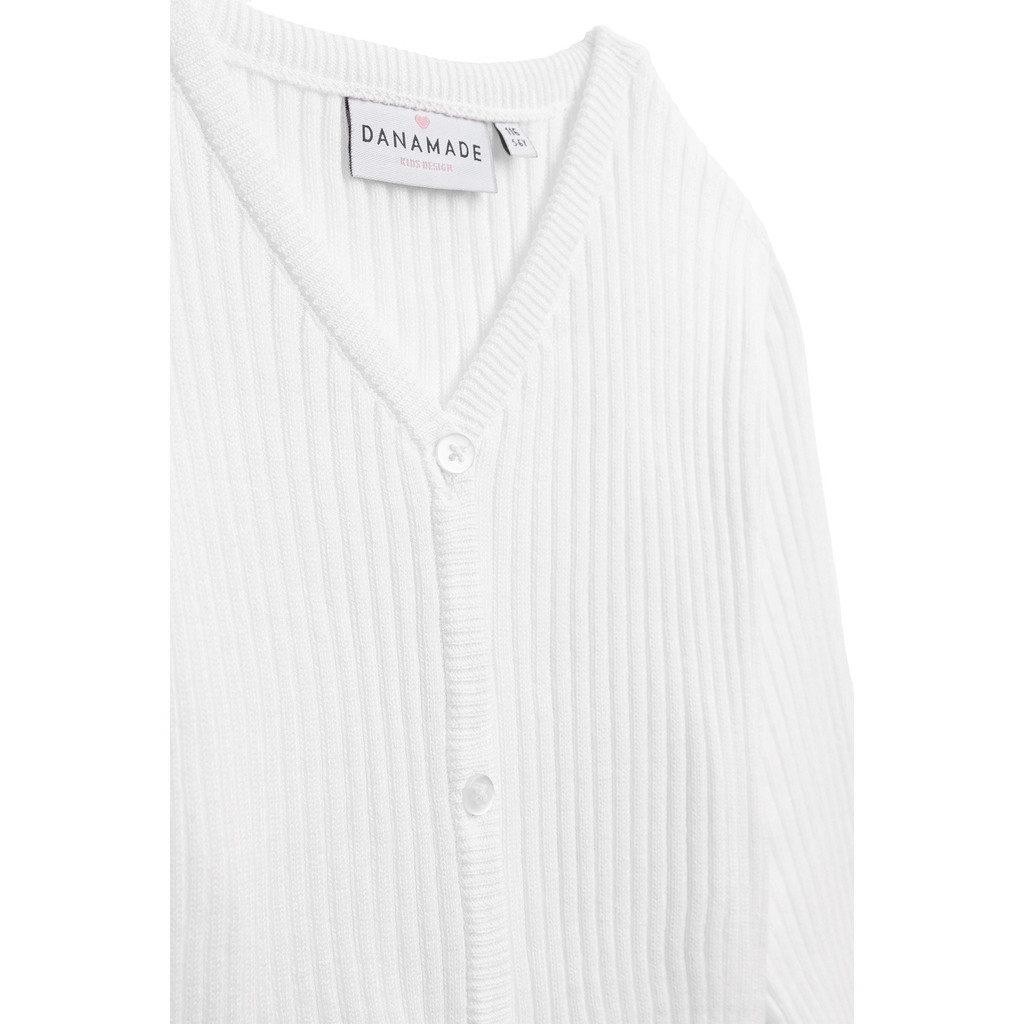 Danamade DMILOU Cardigan Strickjacke Kurz Geschnitten Gerippt in Weiß