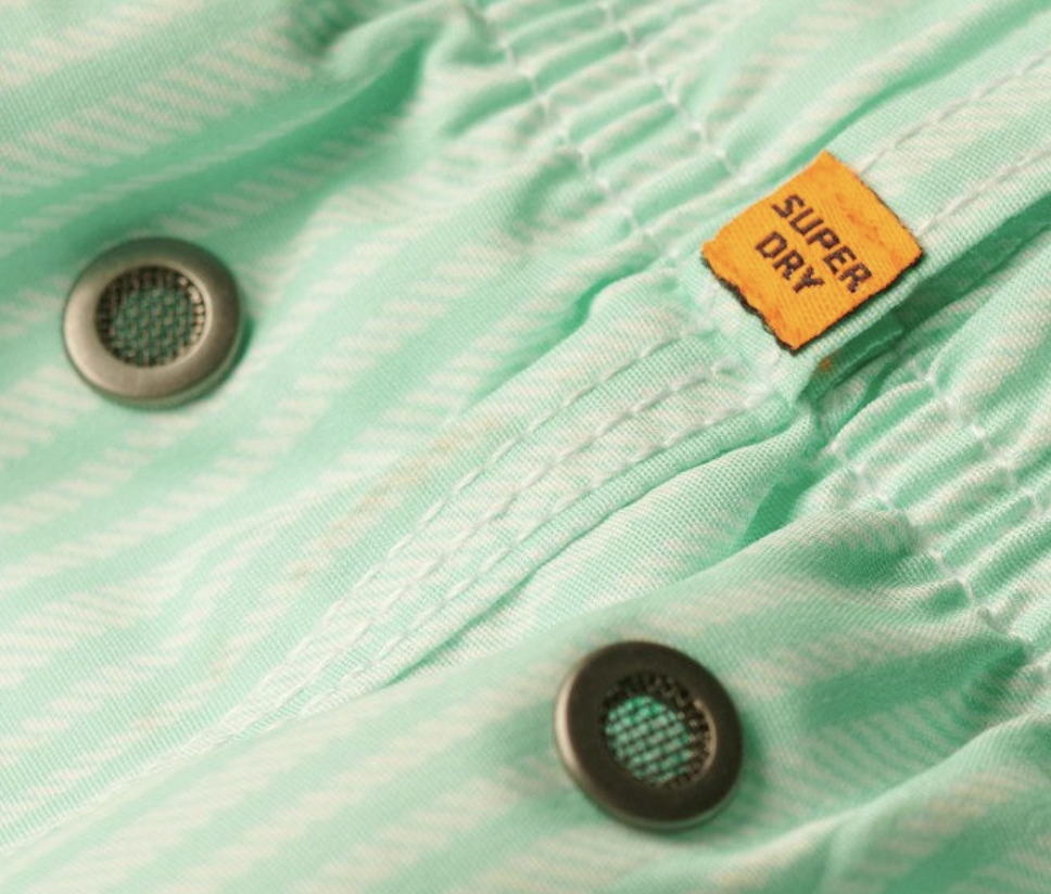 Superdry Badehose gestreift Mint/Weiß