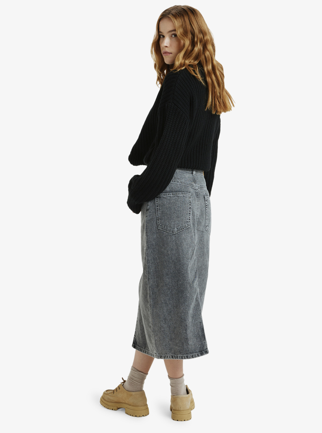 Roxy Cold Winds - Midi Length Denim Skirt für Damen - Jeansrock Grau Roxy Cold Winds - Midi Length Denim Skirt für Damen - Jeansrock Grau