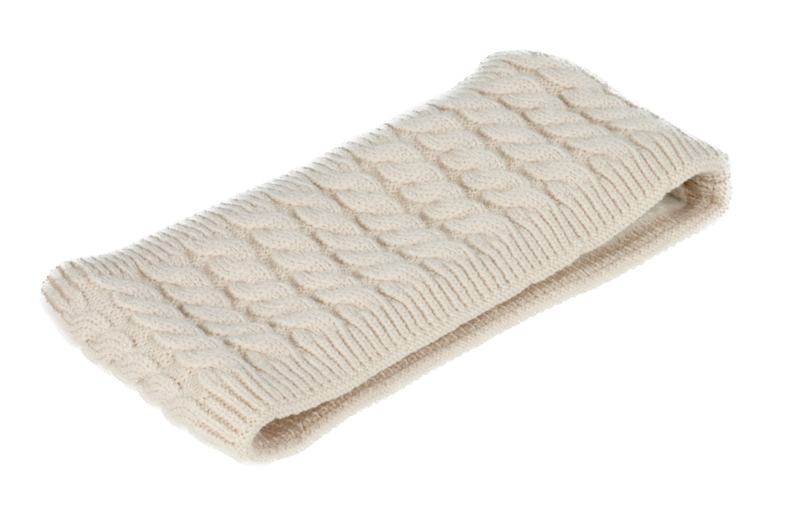 KisMe Strick Stirnband mit Fleece Futter - Kabelstrick Creme