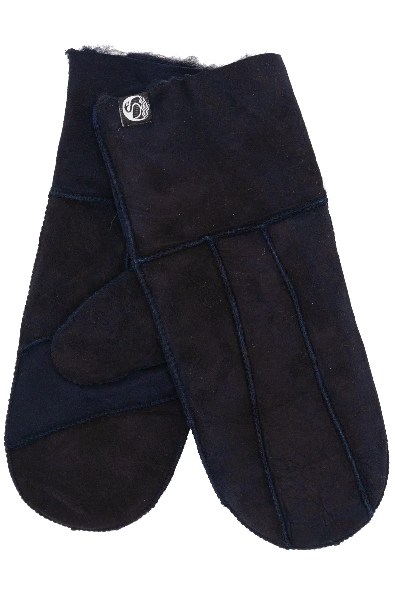Danefae No Waste Lederfäustlinge in Navy Blau mit Lammfellfutter Danefae No Waste Lederfäustlinge in Navy Blau mit Lammfellfutter