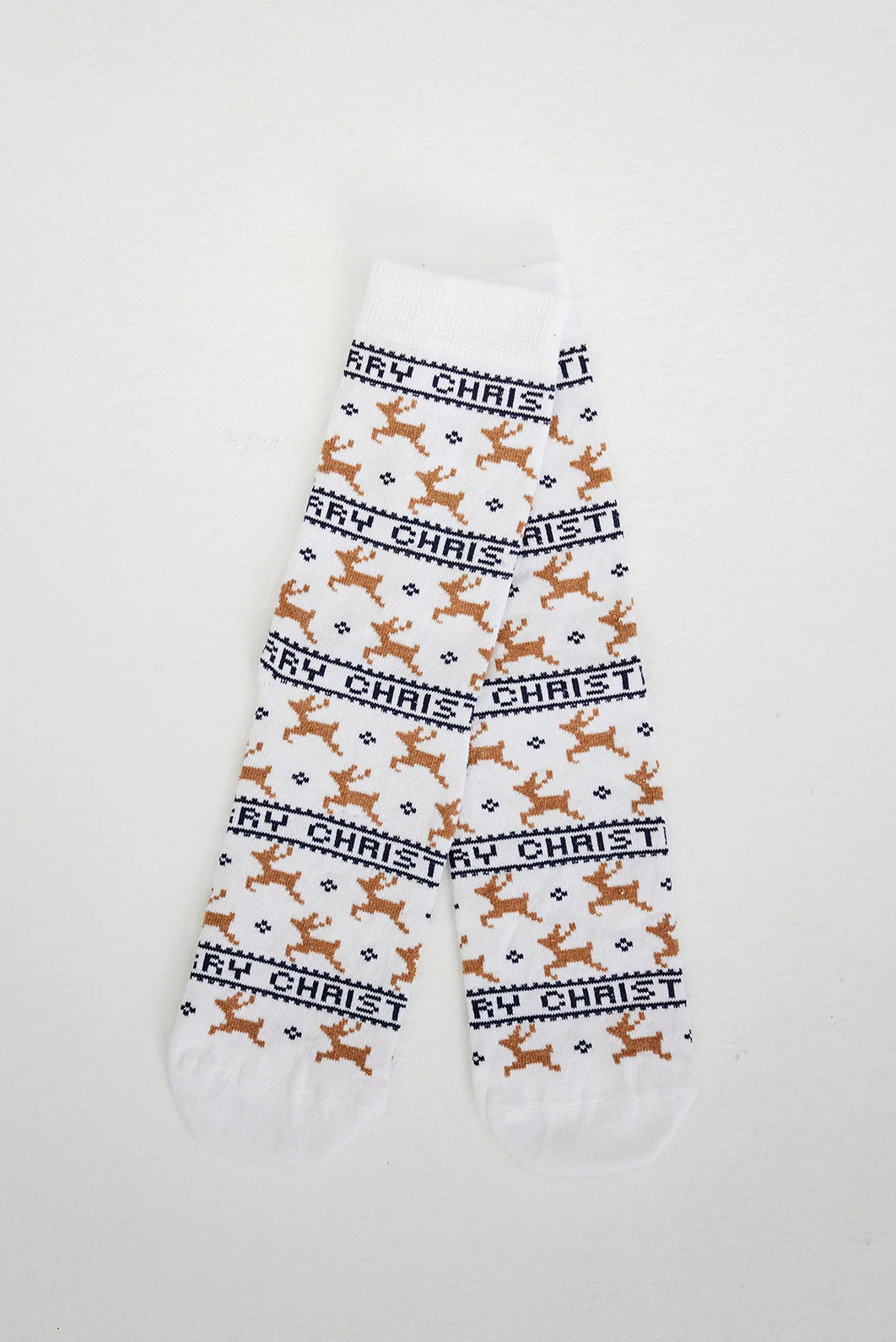 Christmas Socken die Eleganten Weihnachtsstrümpfe für Damen und Herren in Weiß mit Rentier