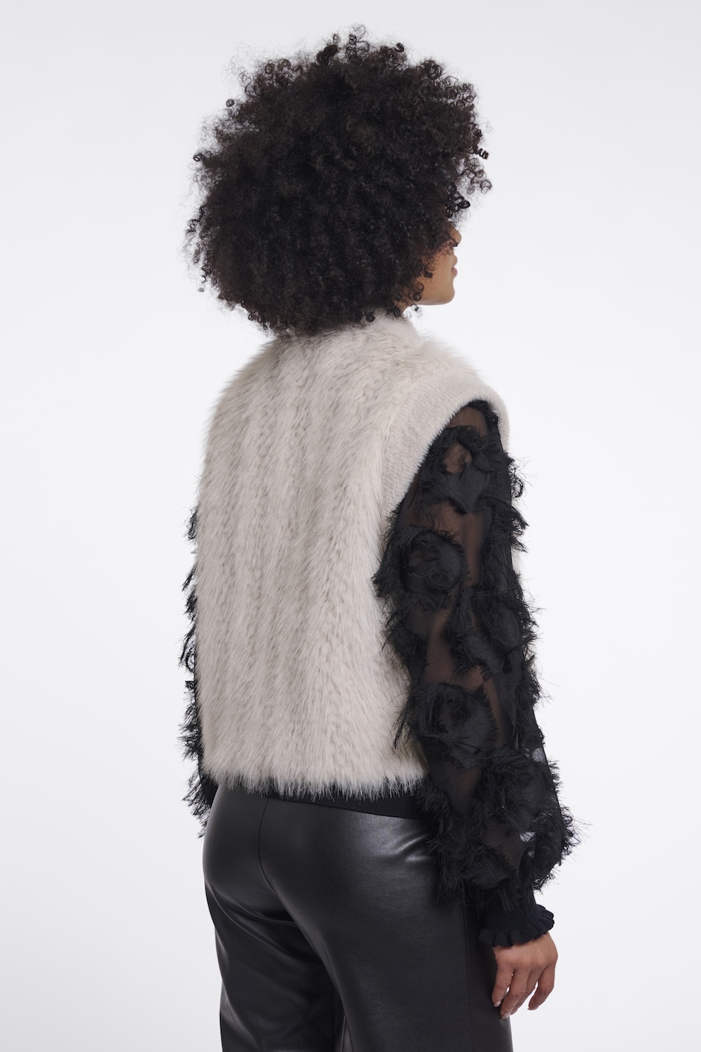 Rino & Pelle ALVITA Damen Weste mit flauschigen Pelz in Birch Beige