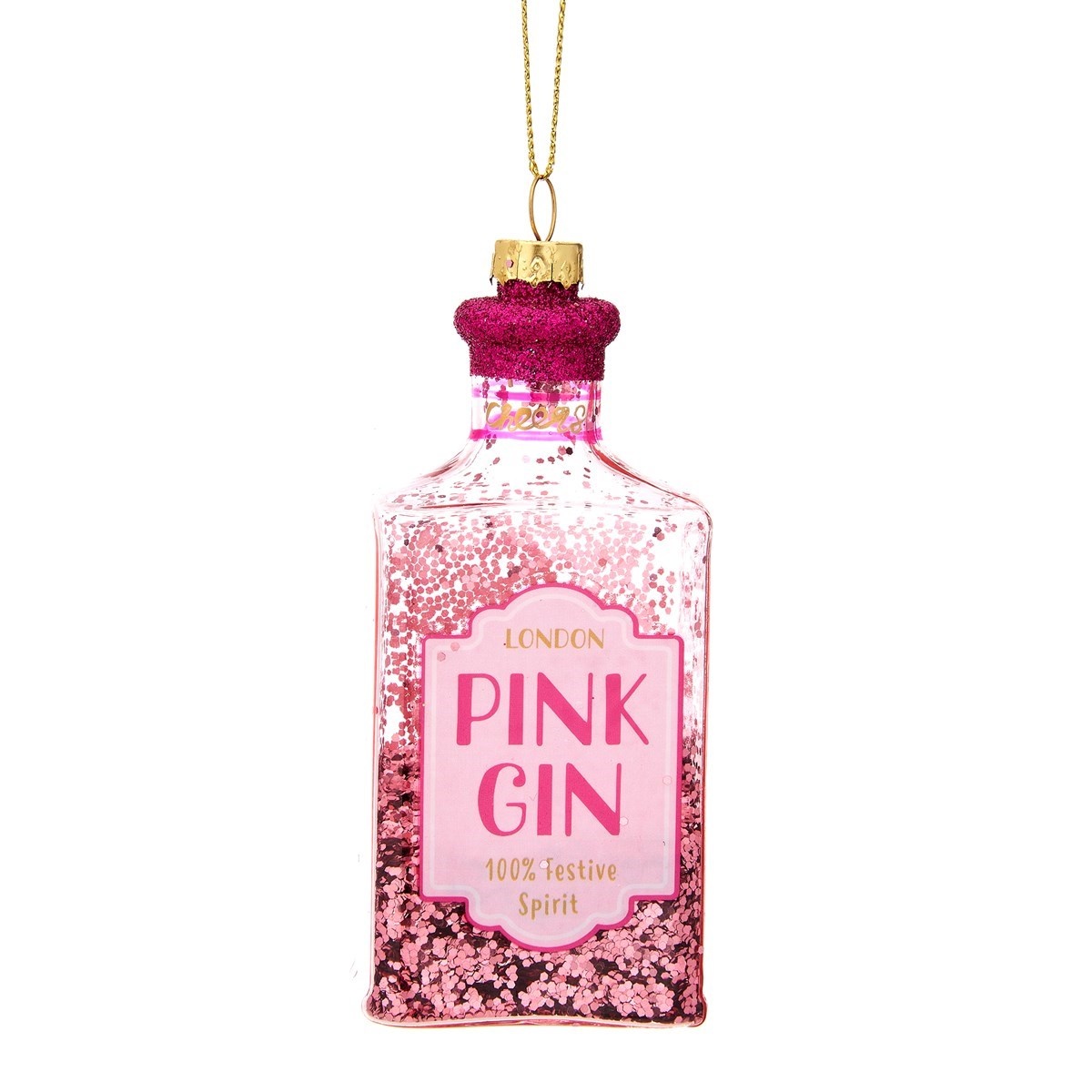 Sass & Belle Weihnachtsdekoration Pink Gin Flasche