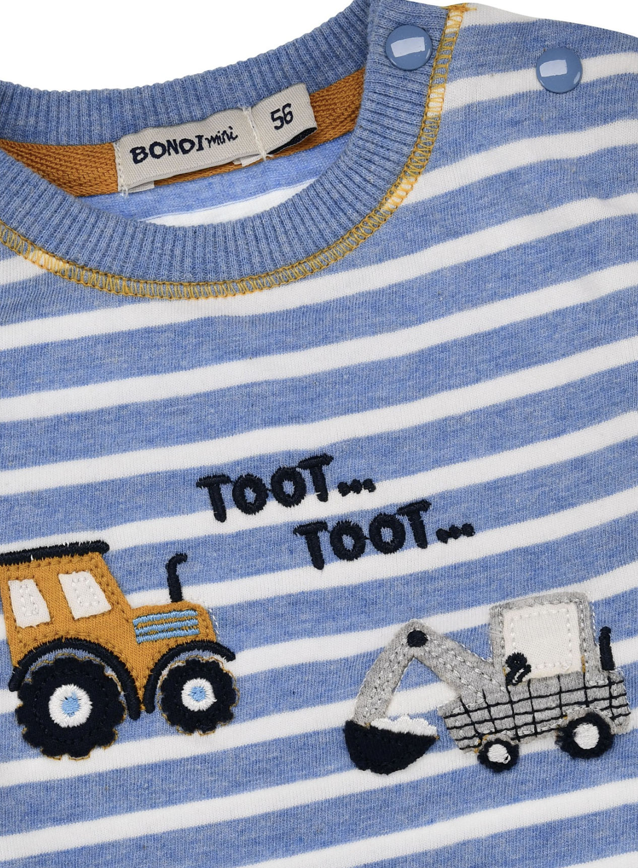 Bondi Langarmshirt Geringelt in Hellblau - Baufahrzeuge - SALE