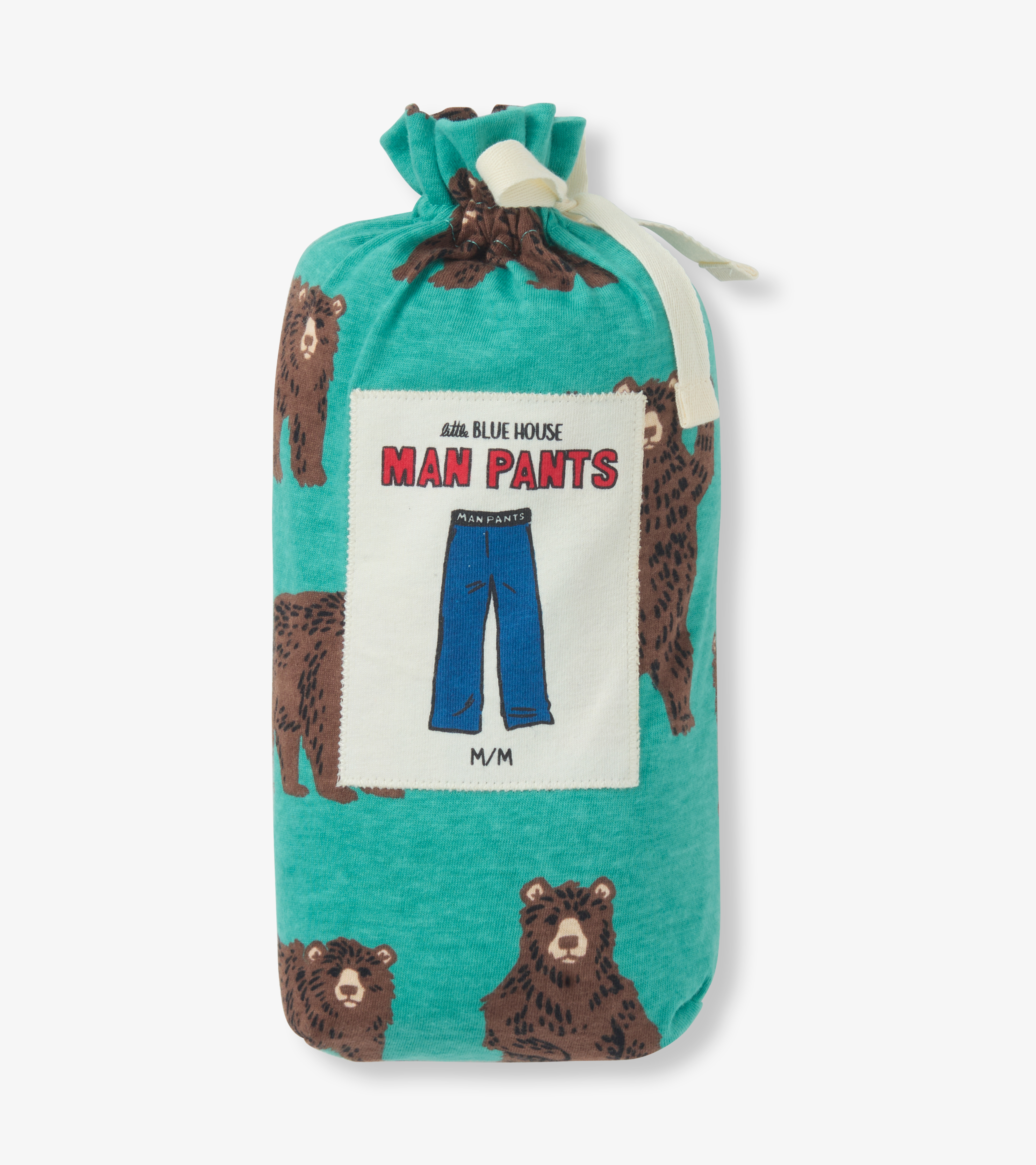 Little Blue House Pyjama Hose für Herren - Lounge Pants - Petrol Bären